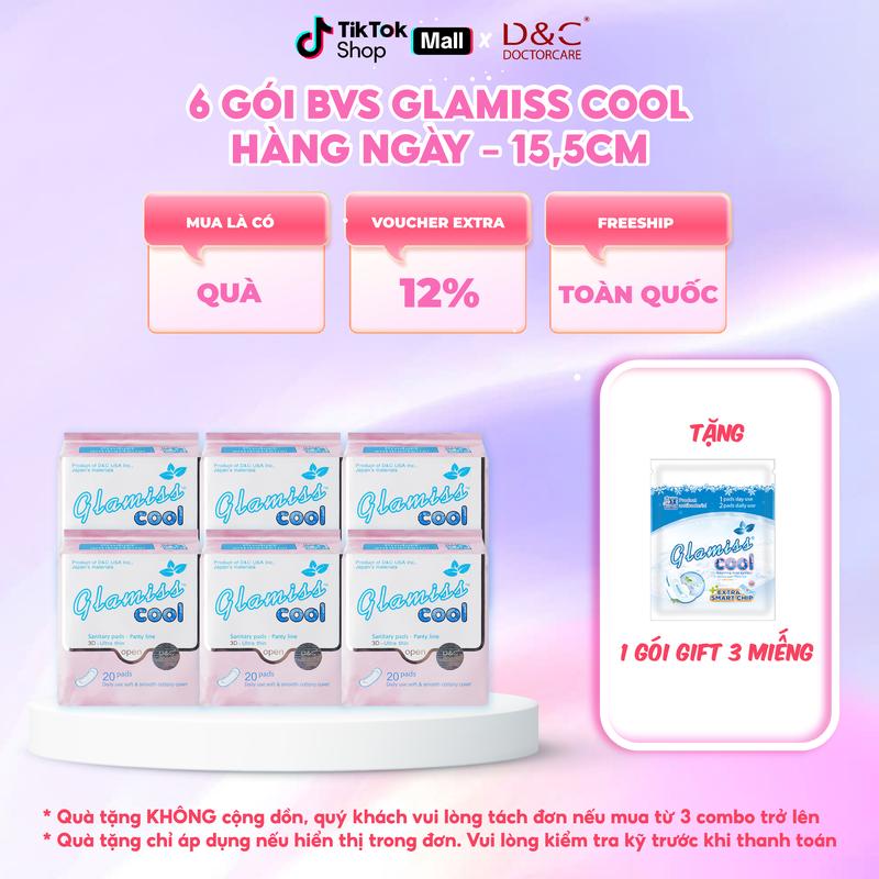 Combo 6 gói băng vệ sinh hàng ngày thảo Combo dược Glamiss Cool 15,5cm