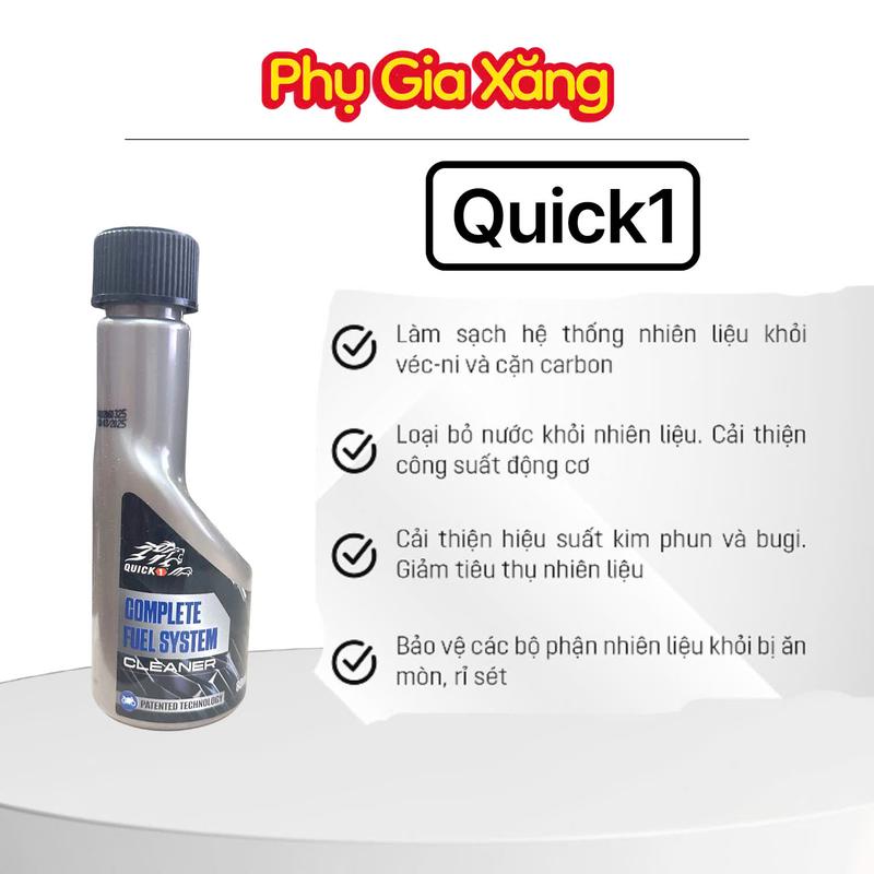 Quick1 Chai Phụ Gia Cacbon Quick1 Súc Béc Xăng 80ml Dầu Vệ Sinh Kim Phun Buồng Đốt Hệ Thống Nhiên Liệu Xe Máy Làm Sạch Muội Than Cải Thiện Hiệu Suất