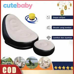 Cutebaby Bean Bag Portabel Sofa Santai Angin Waterproof Furniture Sofa tiup Jumbo Inflatable Sofa + Stool Outdoor Tiup Aestetik Lazy Bag Lay Bag Indoor