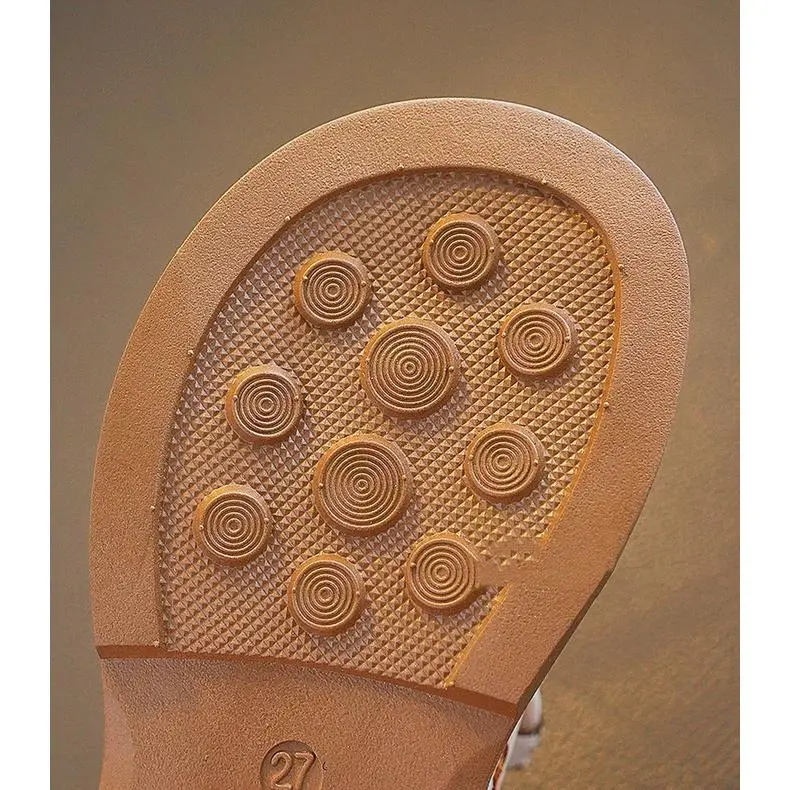 Sepatu Datar Kulit Bayi Perempuan Cantik Gaya Korea Sol Lembut Ikatan Simpul Bordir Sepatu Anak Nyaman Antilicin Usia 2-12 Tahun ​ 8