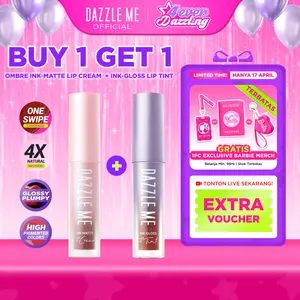 [BUY 1 GET 1] DAZZLE ME Ink-Matte Ink-Gloss Lip Cream Ombre Collection Lip Cream Lip Tint Pigmented One Swipe Coverage Lip Cream dengan hasil akhir Matte Finish & Tahan 12 Jam