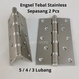 Engsel Pintu Kayu 5 Inch Tebal Silver Sepasang Engsel Pintu Rumah 5 Inc 4 Inci 3 Stainless Anti Karat Perak Chrome
