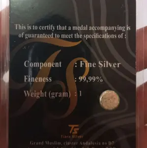 1 gram perak murni cetak bulat dengan sertifikat