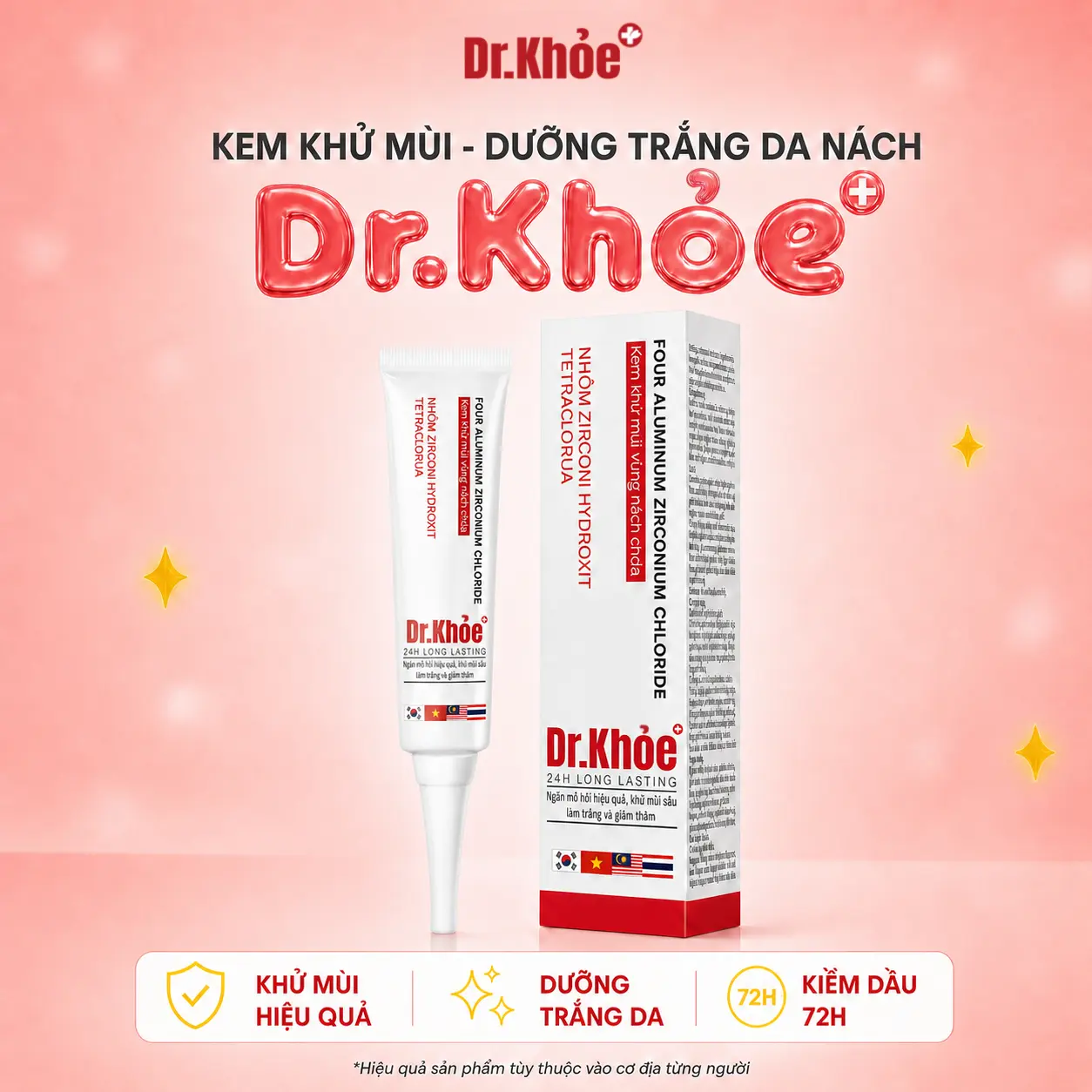 Dr. Khỏe Nhôm Zirconi Hydroxit Tetraclorua Kem Khử Mùi Vùng Nách –j Da Sáng Mịn, Sạch Mùi,  Hương Thơm Suốt 24h