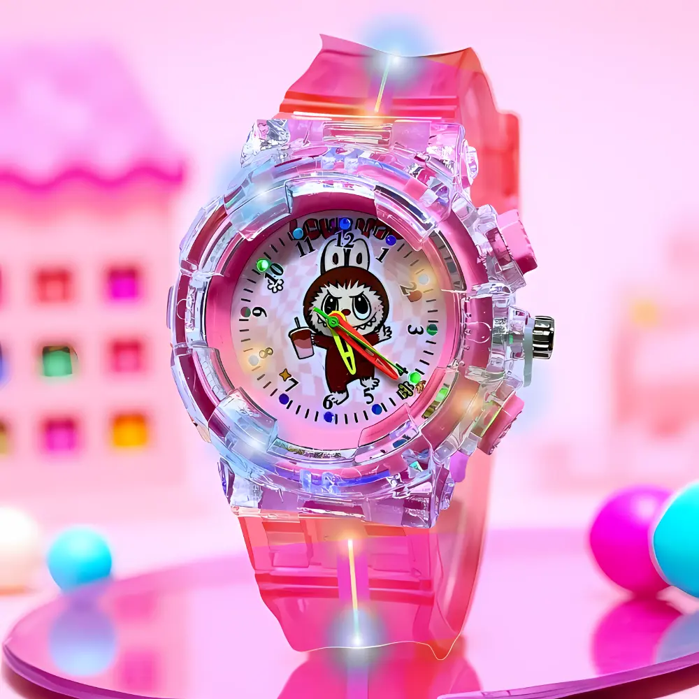 Jam Tangan Anak dengan Desain Karakter Lucu dan Lampu Strap LED Berkedip Berwarna