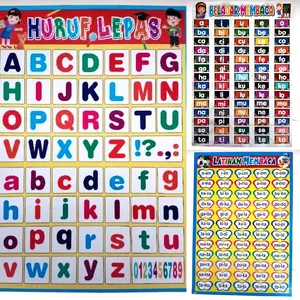 Paket 3 Poster Edukasi, Hurup, Belajar Membaca, Latihan Membaca