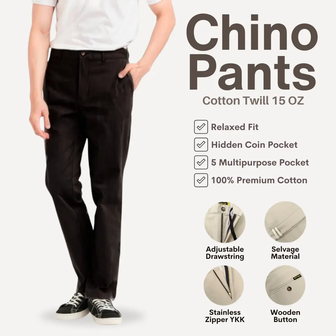 Guten Inc Fabio Celana Chinos Panjang Pria Hitam