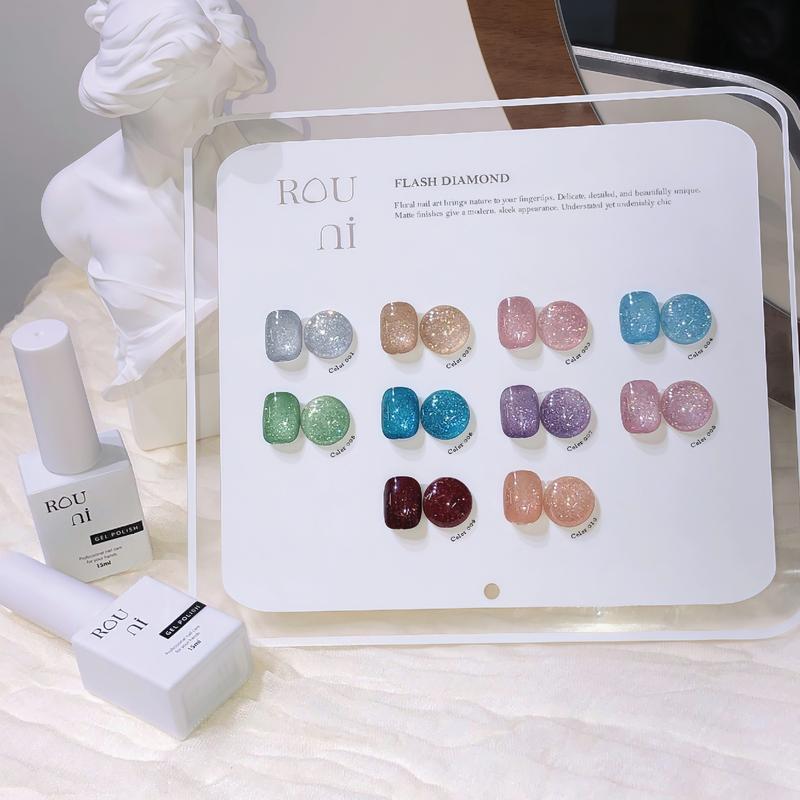 ROUni Sơn nail nhũ flash mật độ cao siêu sáng lấp lánh sơn nhũ kim tuyến chuyên dụng cho ngành nail