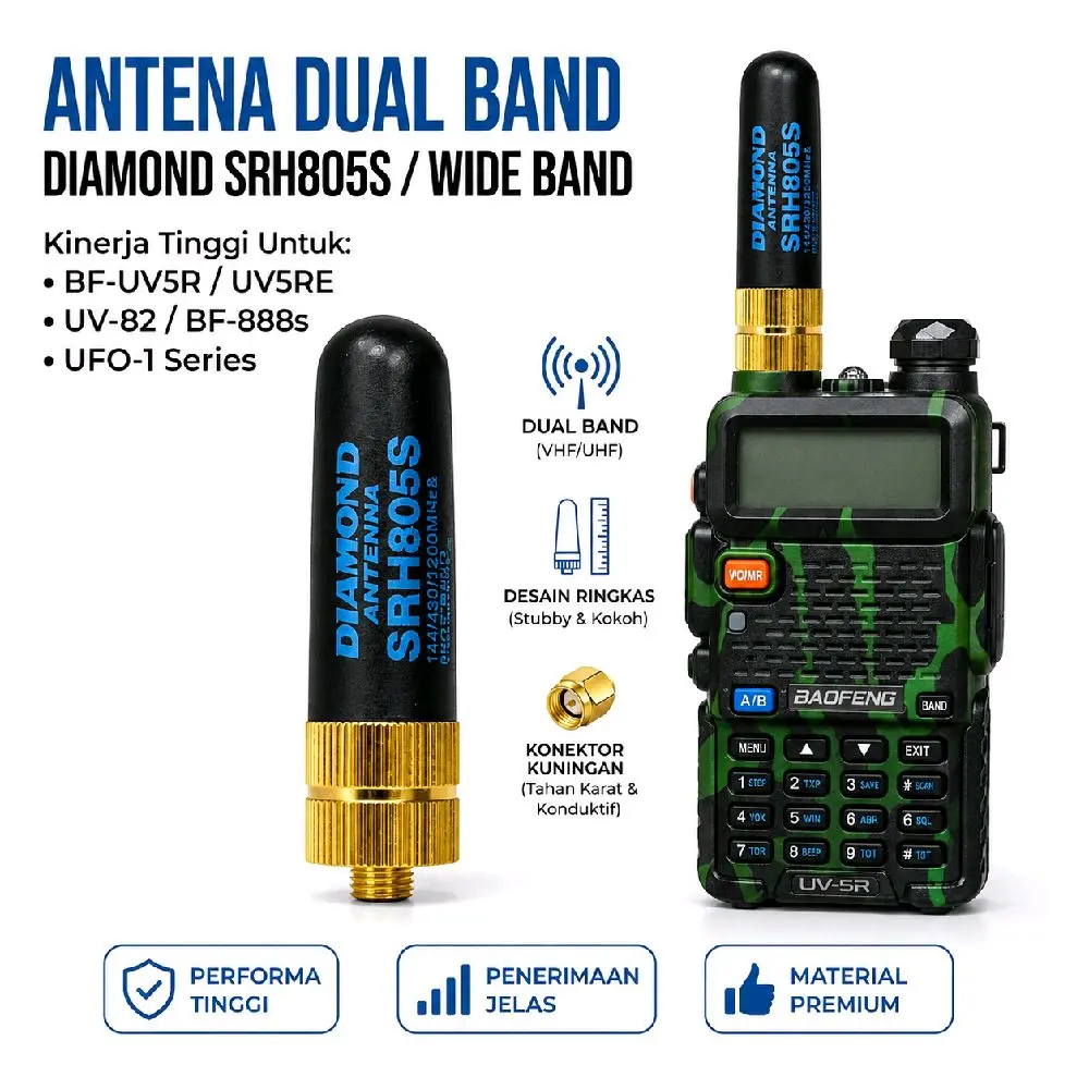 DIAMOND Antena Dual Band Baofeng BF-UV5R Talkie Walkie Ht
