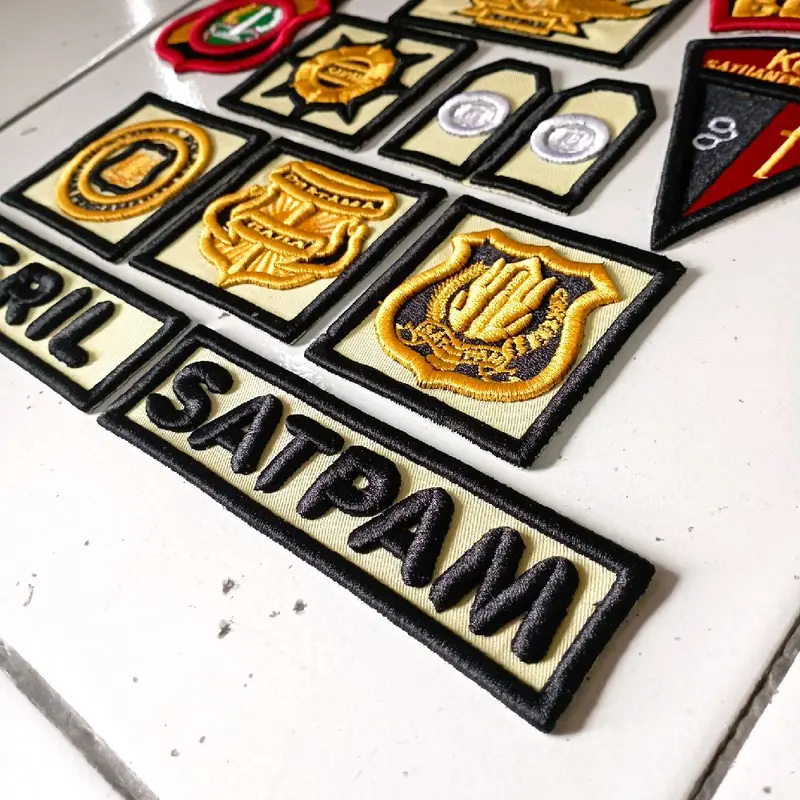 Fullset Bordir timbul logo atribut satpam dasar cream bisa pesan nama 4