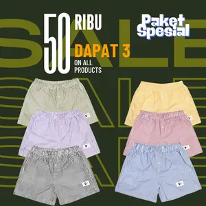 Paket 50 Ribuan 3 Pcs Celana Boxer Pria dan Wanita Merezahkannn Fit Nyaman
