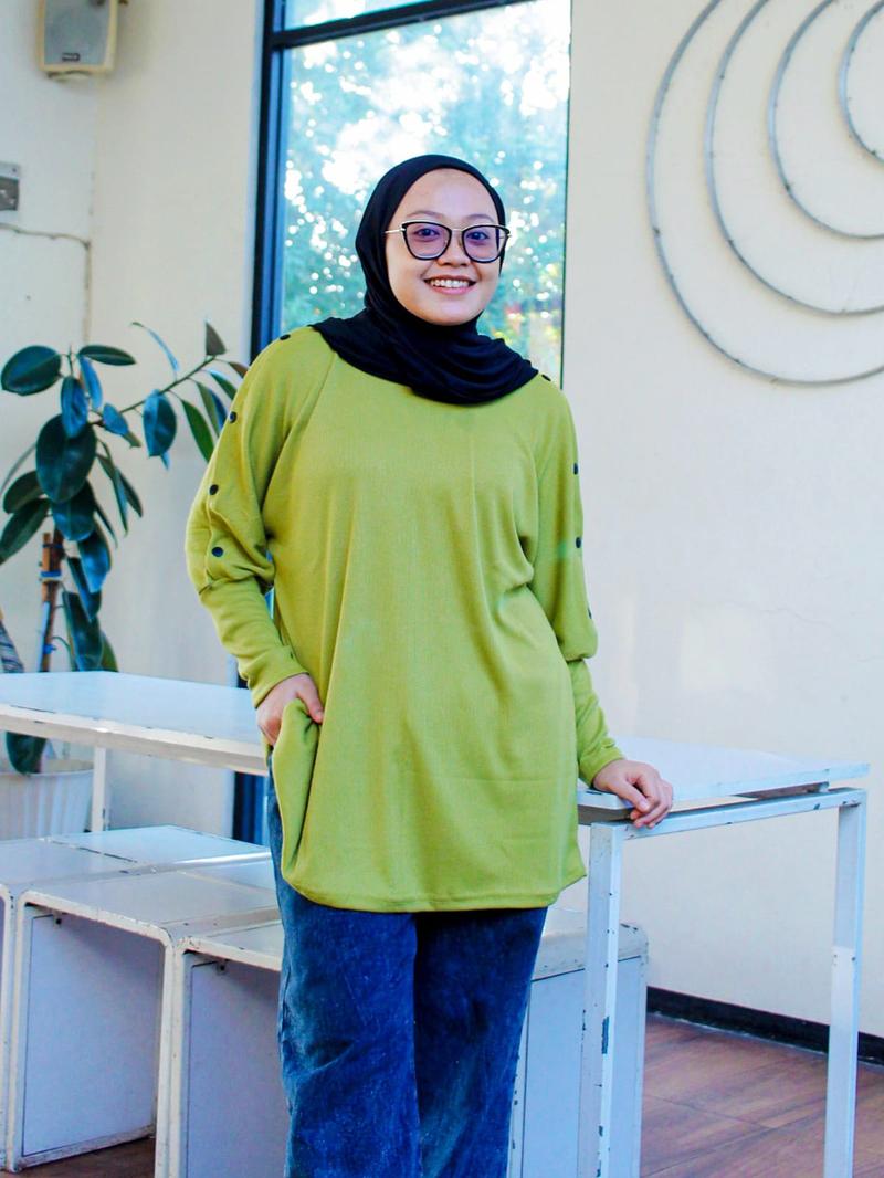 Product Introduction of By-BALQIS - Auliya Blouse Batwing Blus Atasan Wanita Jumbo Variasi Kancing 2