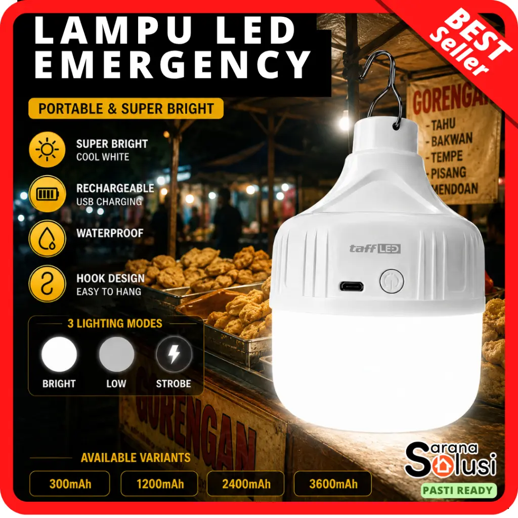 Lampu Emergency Gantung LED Tahan Air Camping Multifungsi Cool White 80W
