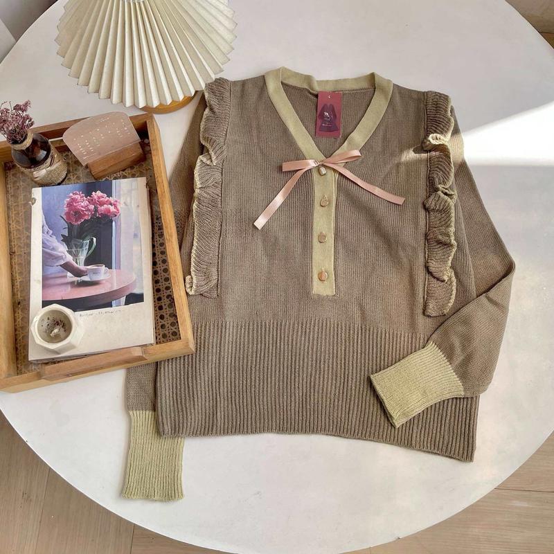 Yure Ruffle Blouse - Atasan Blouse Wanita Rajut Korean Style 1