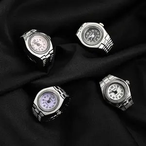 Jam Tangan Cincin Kuarsa Penunjuk Keren Jam Tangan Mini Jam Tangan Jari Pita Baja