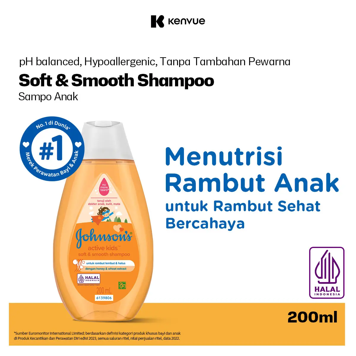 JOHNSON'S Active Kids Soft & Smooth Shampoo 200ml - Sampo Anak 200 ml