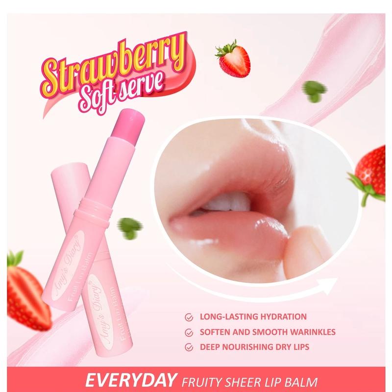 AMY'S DIARY Lip Balm Strawberry Sheer Moist Lip Care Fruity Pelembab Bibir Kering 3