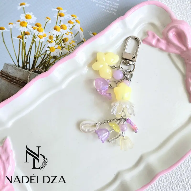 Nadeldza Jellyfish Bagcharm Bunga Aesthetic Glow in the dark Luna Series/ Gantungan Tas HP Ubur-ubur Bunga Aesthetic 5