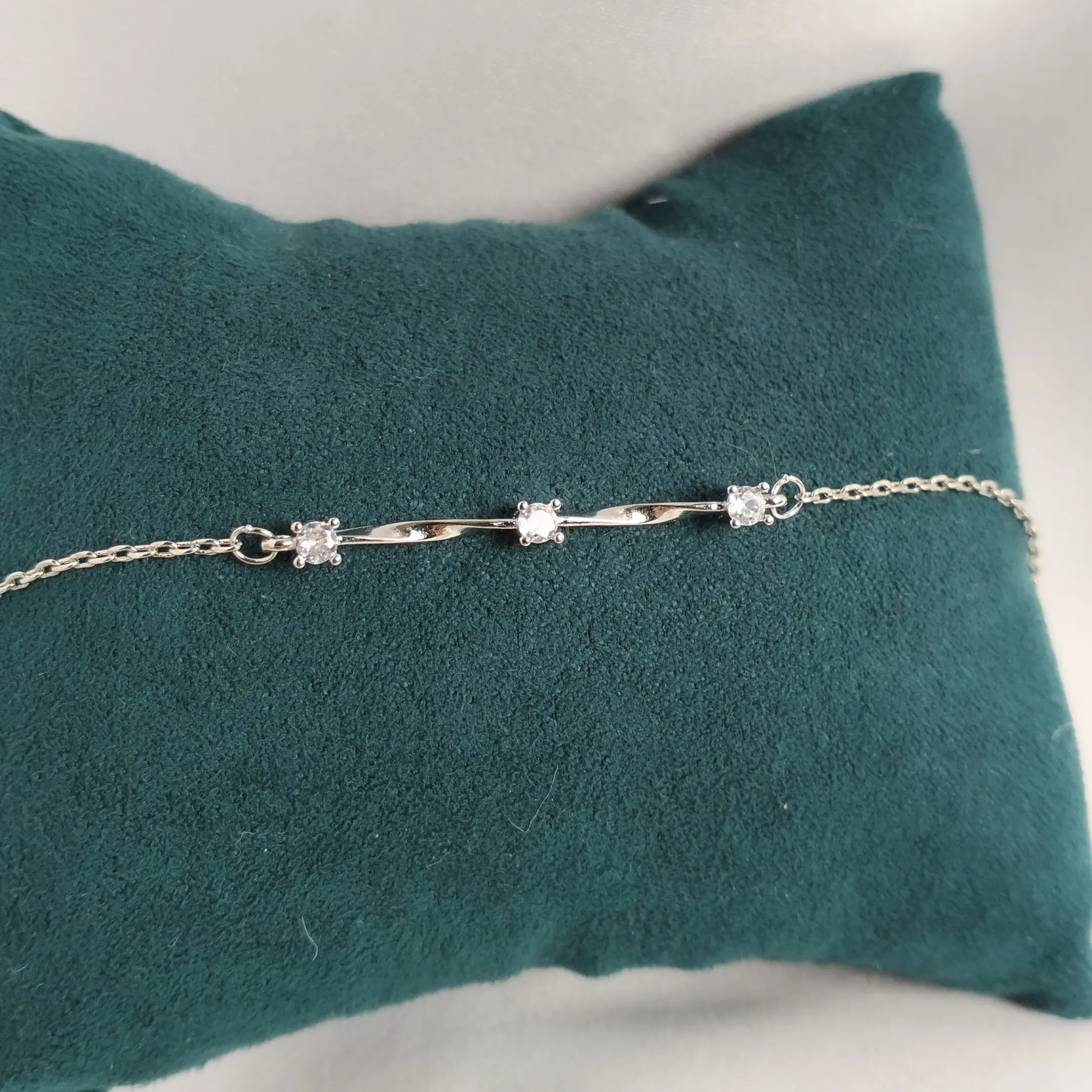 Meimai - Gelang Tangan Single Line - Gelang - Bracelets Wanita Liontin Garis Zircon Putih Titanium COD Korean Style