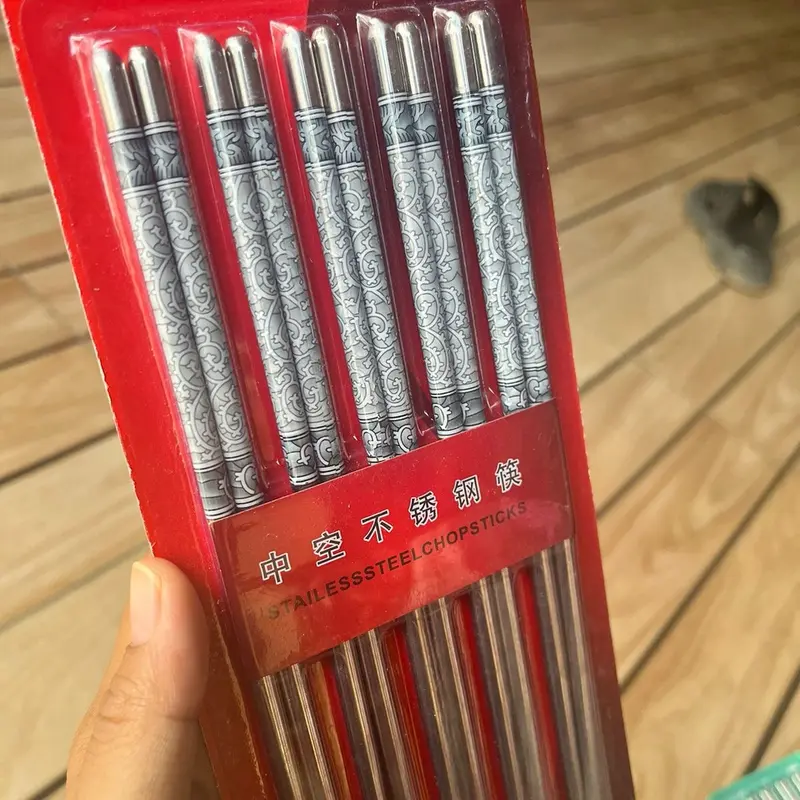 Sumpit Stainless motif Tipe CS SS M  pak isi 5 pasang*  Sumpit Stainless Polos  Tipe CS SS 3