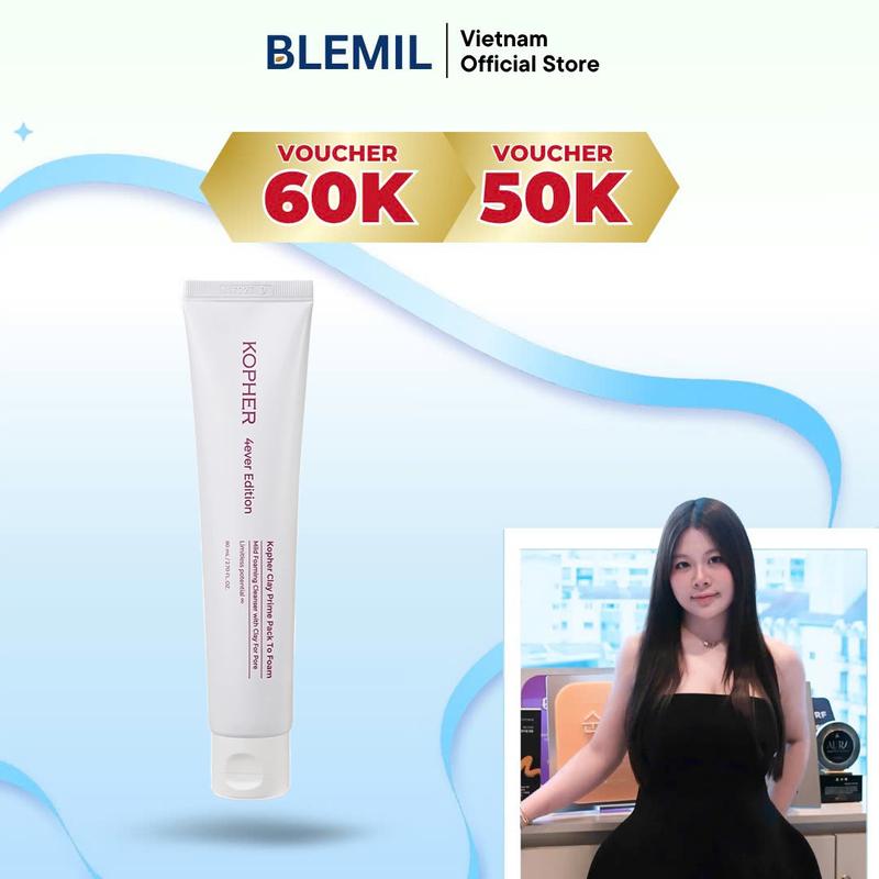 Sữa Rửa Mặt Đất Sét Se Khít Lỗ Chân Lông KOPHER Clay Prime Pack To Foam 80ml