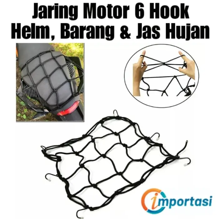 Jaring Motor Hook Tali Pengikat Barang Helm Jas Hujan Tas Net Cargo