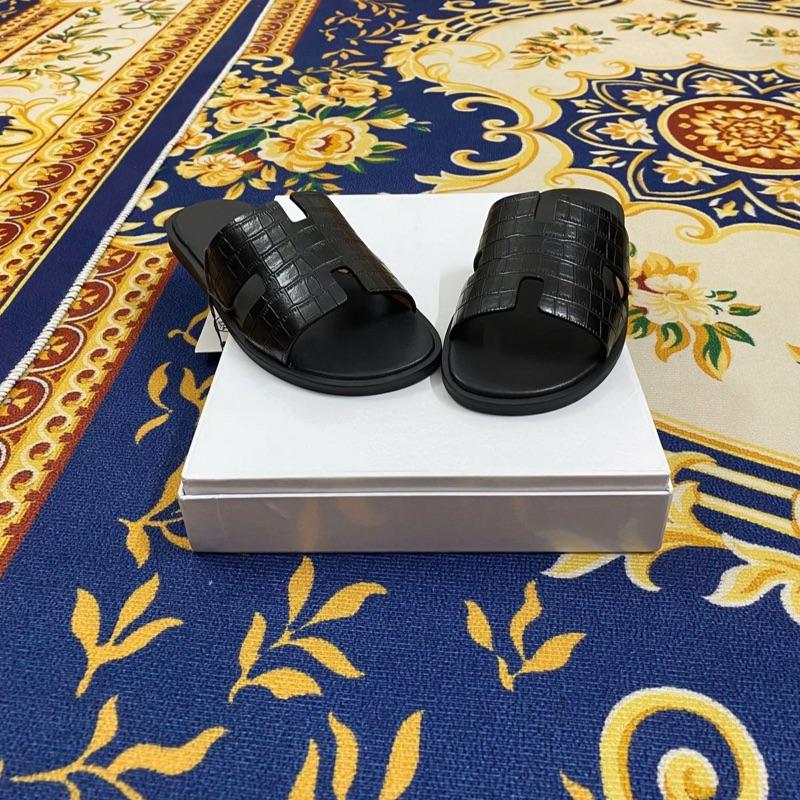 Dép HM nam bản likeauth da bò dập vân cá sấu fullbox