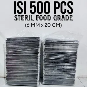 [SCS] PREMIUM SEDOTAN HITAM FOOD GRADE 500 pcs SEDOTAN BLACK STRAW BLACK PLASTIK