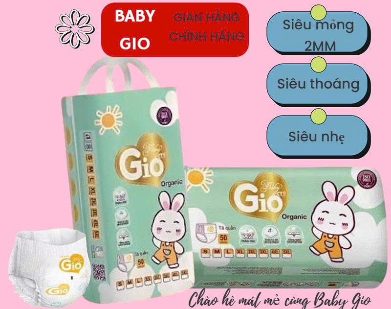 BIM BABY GIO - Bỉm Gio Siêu Mỏng 2MM Siêu Thoáng Siêu Nhẹ Chống Hăm & Tràn Hiệu Quả Bảo Vệ Da Nhạy CảM Cho Bé