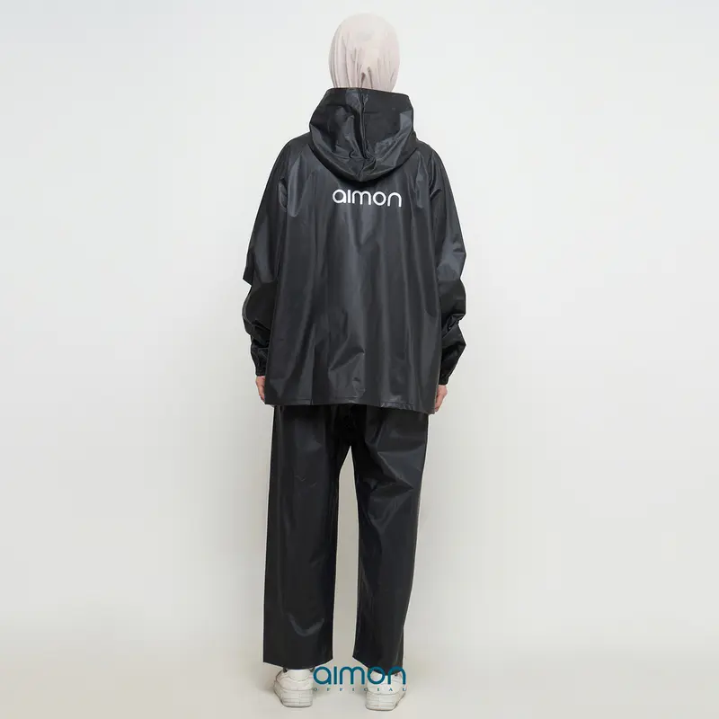 Aimon Jas Hujan Pria Wanita Setelan Dewasa PVC Tahan Air Sepeda Motor Raincoat 2