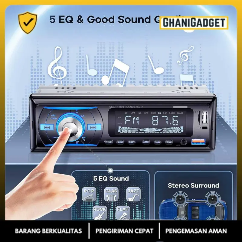 Tape Mobil Audio Bluetooth 5.0 Wireless MP3 Player LCD RGB 60W Universal Multifungsi Original