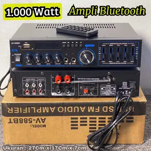 Audio Amplifier Bluetooth EQ FLECO 1000WATT Bisa Karaoke + Mp3 player + FM Radio Amplifier Bluetooth EQ Audio Power Ampli Bluetooth Av-588BT Bisa Di Sambung Ke Mobil ~ Embun Online Shop