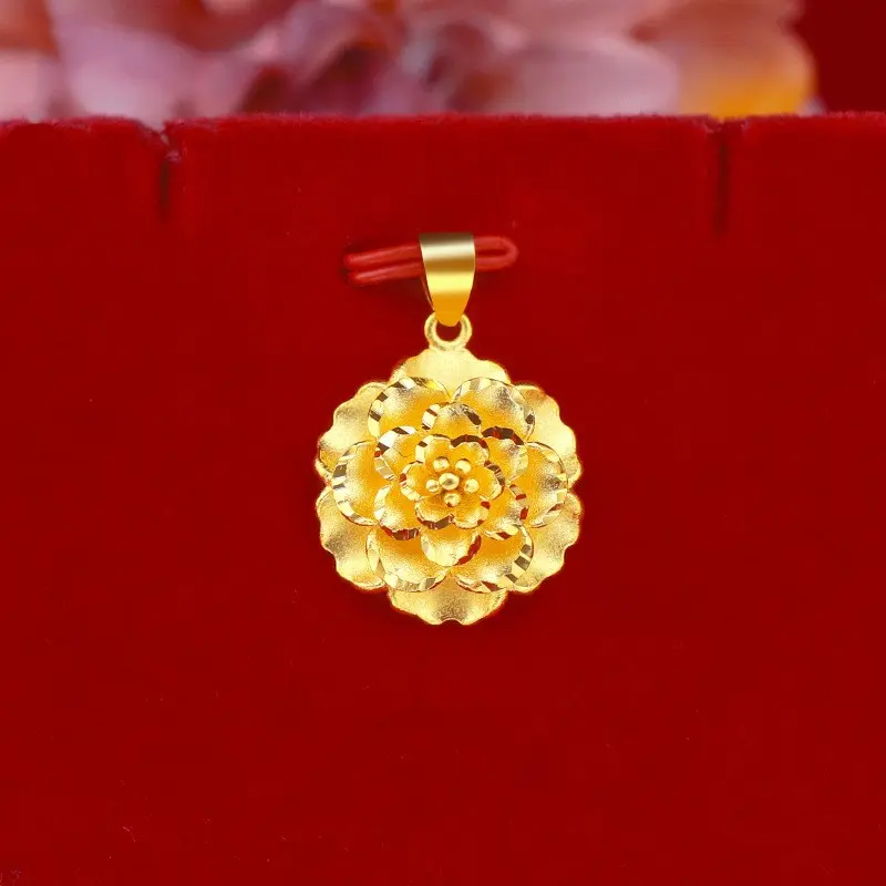 Liontin bunga mawar emas pasir Vietnam（Hanya liontin, tanpa rantai kalung）-WHZ29-1