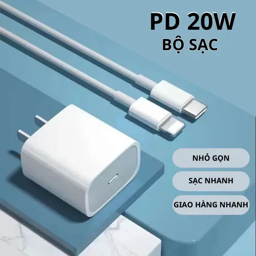 Bộ sạc nhanh, PD20W, có nguồn và dây sạc PD, thích hợp cho điện thoại X, XS, 11, 12, 12 Pro, 13, 14