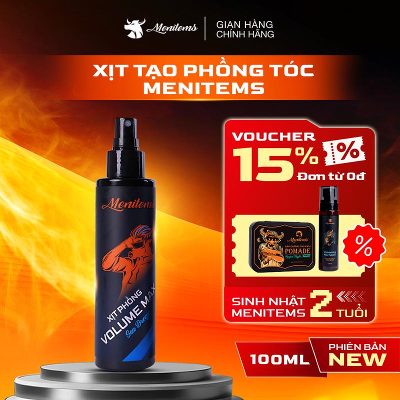 [Độc quyền livestream] Xịt Tạo Phồng Tóc Tạo Kiểu Menitems, Giúp Tạo Độ Phồng Tự Nhiên, Giữ Nếp, Hỗ Trợ Không Gây Bết Tóc 100ML - L1