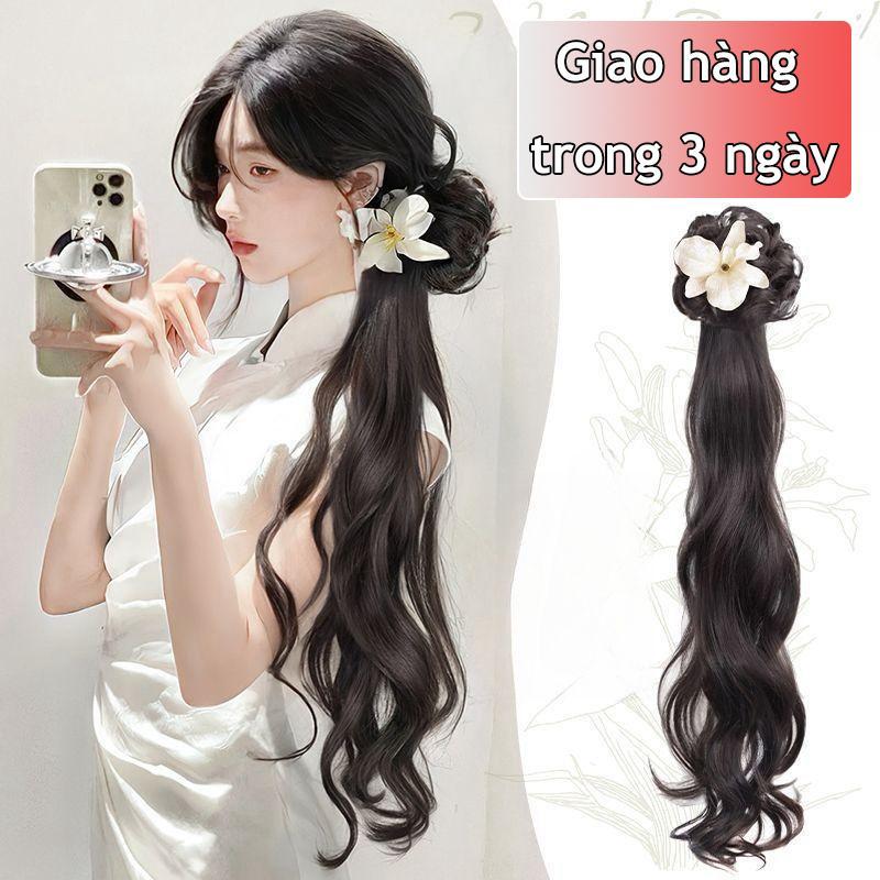 Tóc Đuôi Ngựa Bện Tóc Dành Cho Nữ Phong Cách Trung Quốc Mới Tóc Đuôi Ngựa Búi Tóc Tóc Người Tổng Hợp Phong Cách Cổ Trang Kẹp Tóc Tóc Tóc Đuôi Ngựa Bên