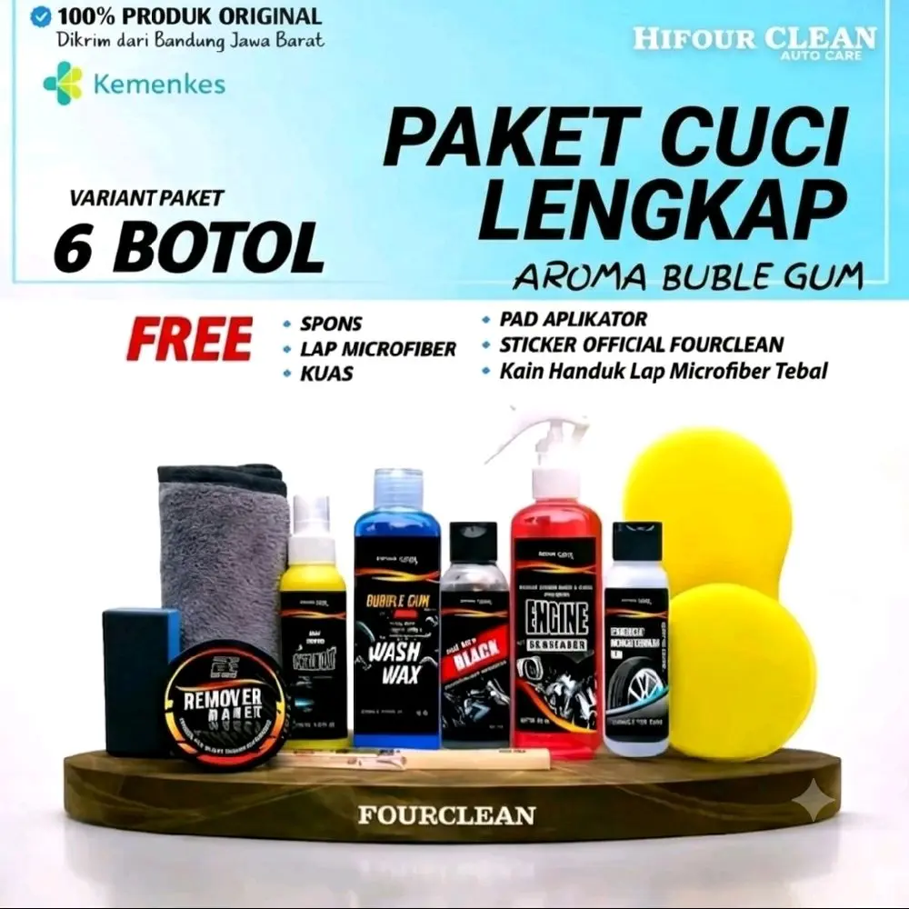 ​[Terlaris No.1] PAKET CUCI KENDARAAN SUPER LENGKAP FULL BODY 6 Botol Pembersih Mesin Pengkilap Body Semir Ban Lap Microfiber by BE CLEAN Auto Care Free Aplikator