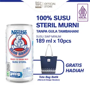 Bear Brand White Milk Susu Beruang Steril 189ml x 10pcs Free Hadiah