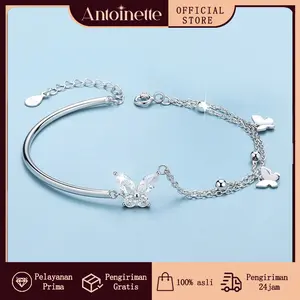 Gelang Tangan Kupu-Kupu Setengah Lingkaran Perak Murni Berlian Berkilau Rantai Berlapis Desain Niche Gelang Tangan Fashion Serbaguna