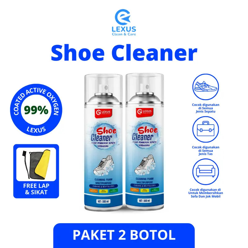 Lexus Shoe Cleaner Pembersih Sepatu Serbaguna Modern dan Praktis/ MultiPurpose Foam Cleaner Pembersih Sepatu Free Lap Microfiber Putih 0