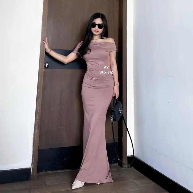 Aystore12 - Setelan Aluna Rok Mermaid dan Atasan Wanita Spandeks Premium Bodycon - Panjang, Formal 4