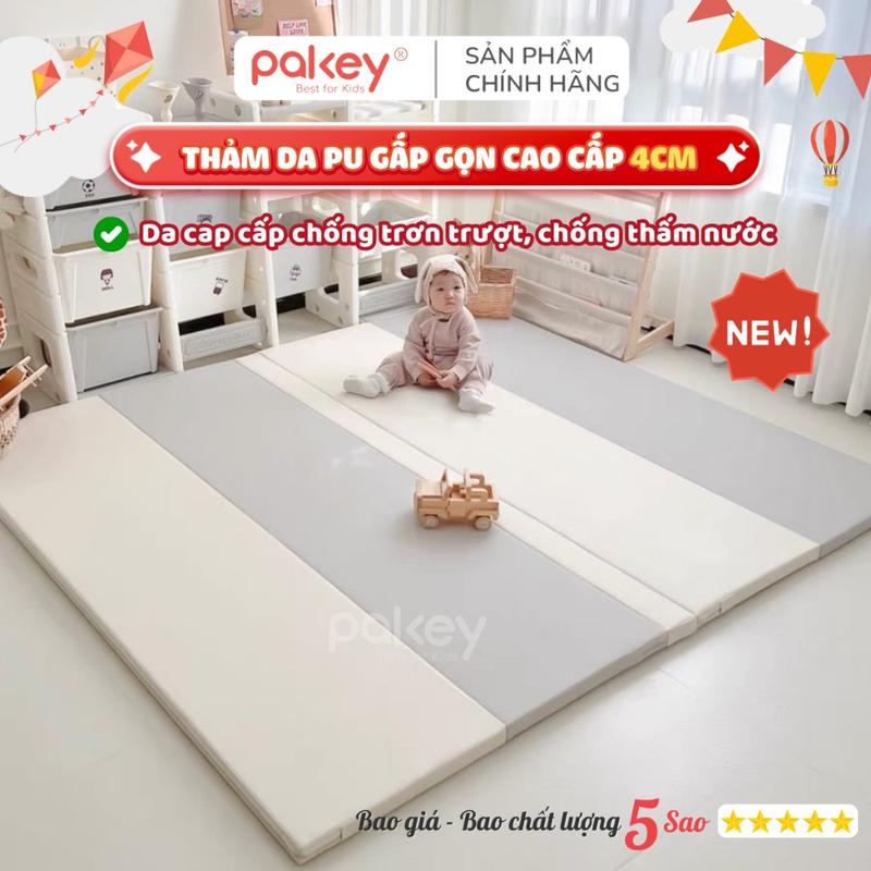 Thảm Cho Bé Bằng Da PU Cao Cấp PAKEY Đệm Thảm Dày 4cm Siêu Êm Siêu Bền Phong Cách Hàn Quốc Thảm Nằm Chơi