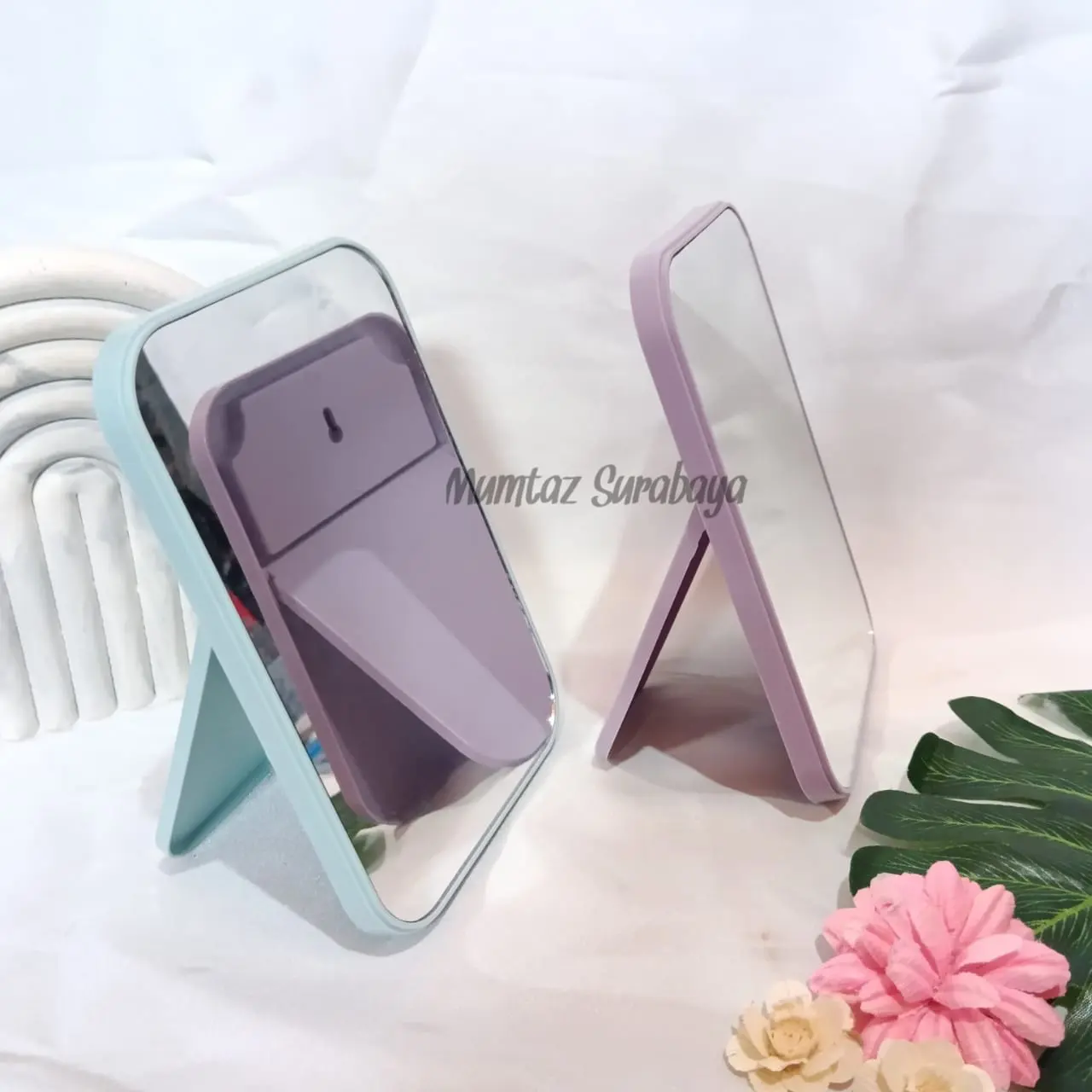 Cermin Standing Rias MakeUp Portable Perlengkapan Haji dan Umroh Kaca Rias Minimalis Cermin Lipat Persegi Kaca Rias Make Up Lipat Portable