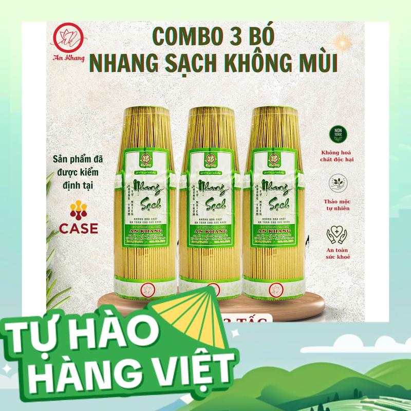 Nhang Sạch KHÔNG MÙI ComBo 3 Bó Chân Tăm Mộc. Tặng 10 Nụ Xông Nhà