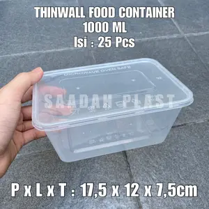 Thinwall 1000ml 25pcs persegi panjang kotak makan food container microwave tahan panas 1000 ml otipack