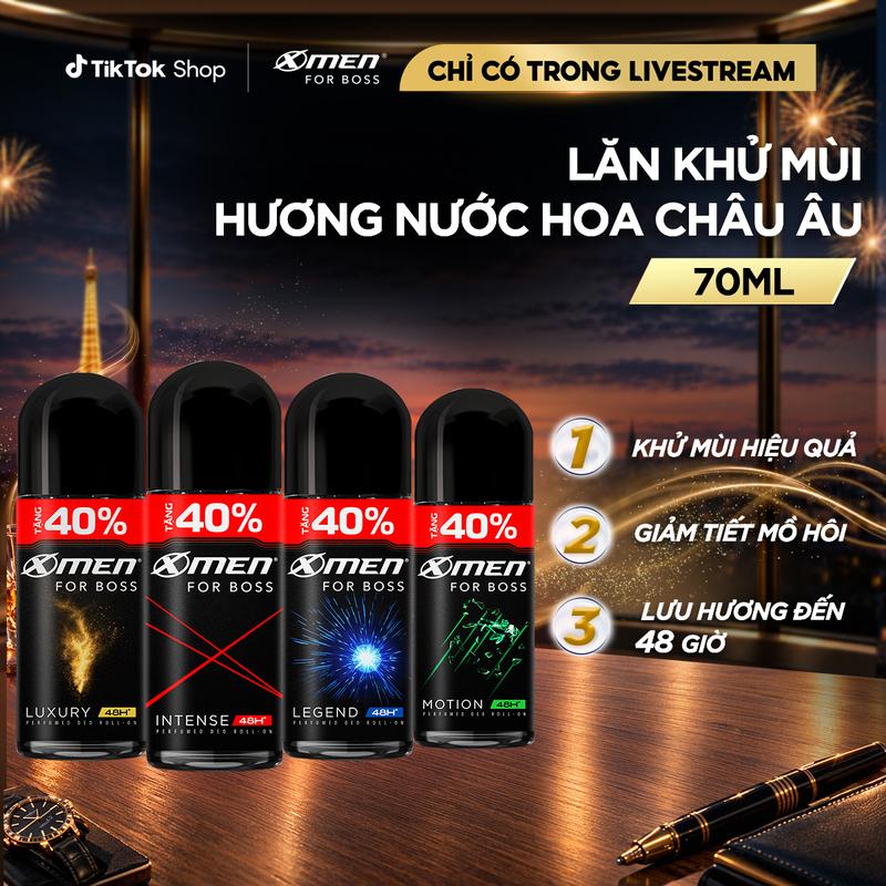 Lăn khử mùi X-Men For Boss Intense/ Luxury/ Legend/ Motion 70ml - Hương nước hoa châu Âu