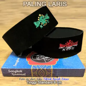 Peci Songkok Kopiah Motif Logo NU Hijau Merah Putih Peci Hitam Polos Murah Muslim Nyaman
