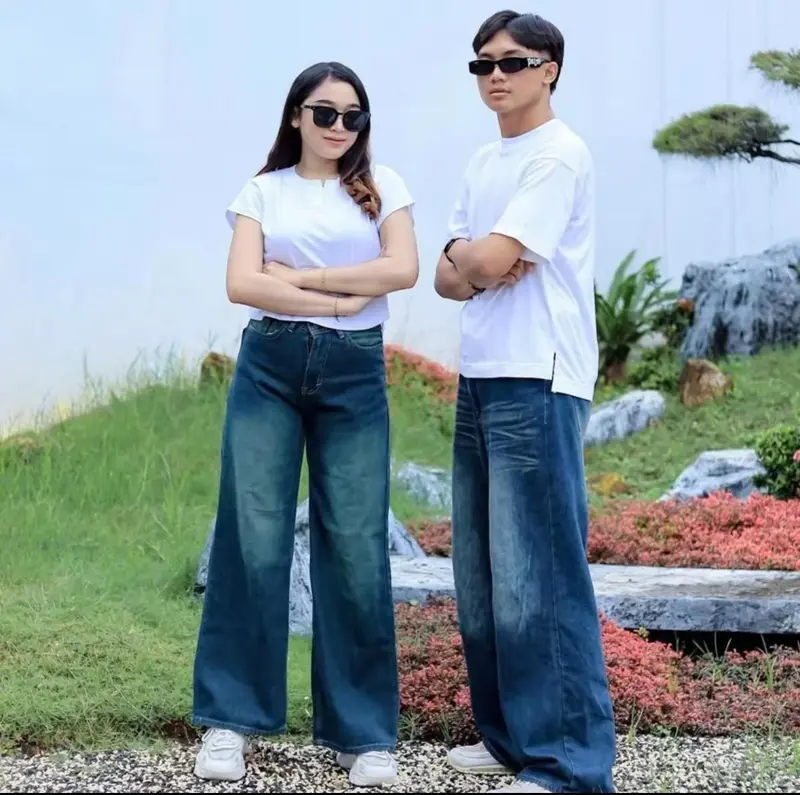 [UNISEX] Celana Jeans Retro Loose Wanita Pinggang Highwaist Korean Style Kekinian - Baggy Jeans Gombrong Panjang Pria Wanita 1