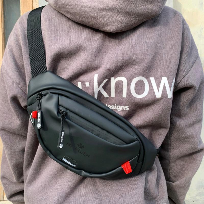 MyFlush Satchel Waistbag - Tas Selempang/Bahu Anti Air Unisex - Hitam, Slingbag 3