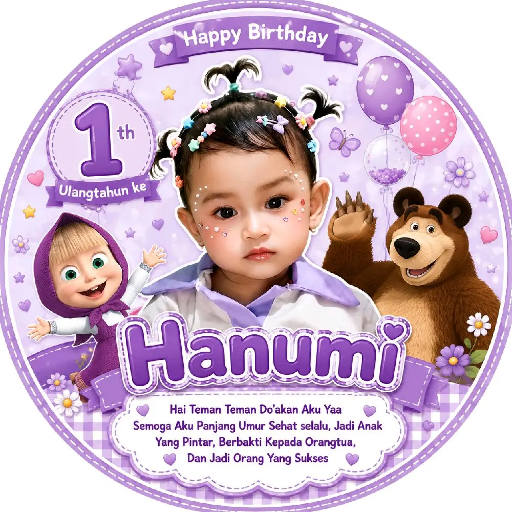 Cetak Stiker Ulang Tahun Custom Bisa Request Foto Personalisasi Unik Ukuran 4 cm & 5 cm Lem Siap Tempel Waktu 1 Hari Siap Kirim